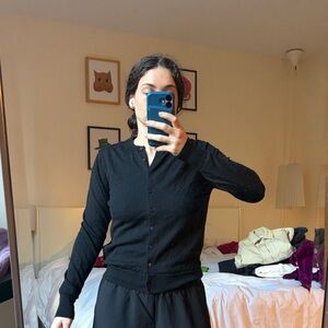 Uniqlo Black Button-Up Cardigan